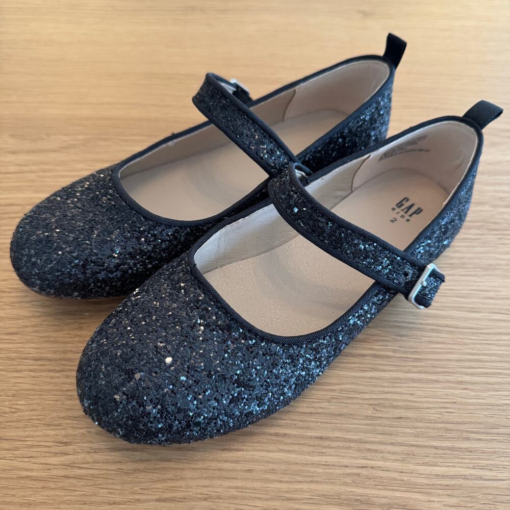 Gap Kids Black Glitter Maryjanes